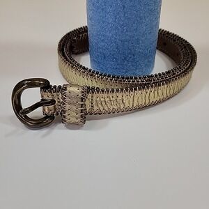 Fossil Shimmery Gold Skinny Size Large Leather Belt BT3993715 195071 0512